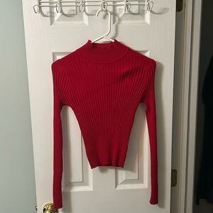 Ambiance Apparel Red high neck, long sleeve sweater. Size Medium